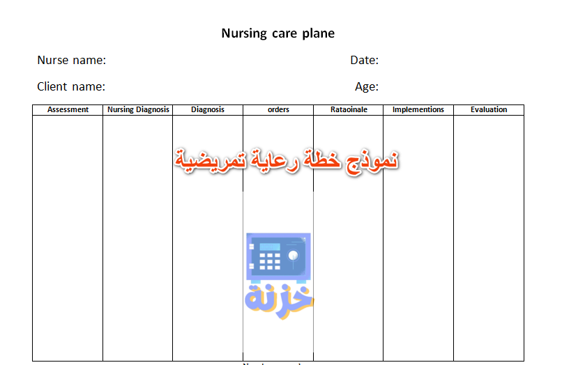 نموذج خطة رعاية تمريضية